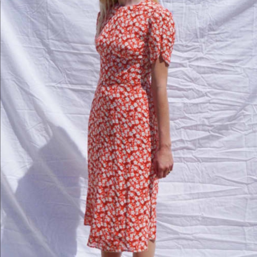 Red floral reformation dress